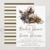 Invitation Antique Lanterne et Fête des mariées de bouquet d' (Devant / Derrière)