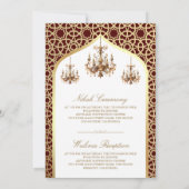 Invitation Antique lustre Bourgogne or Mariage musulman (Dos)