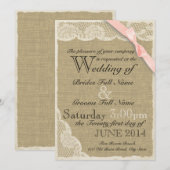 Invitation Antique Mariage blanc pays dentelle (Devant / Derrière)