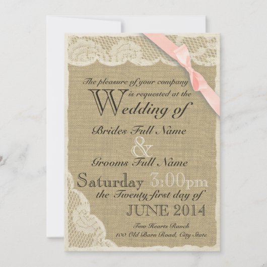 Invitation Antique Mariage blanc pays dentelle (Devant)