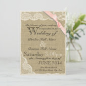 Invitation Antique Mariage blanc pays dentelle (Debout devant)