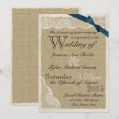 Invitation Antique Mariage campagnard de la marine en dentell (Devant / Derrière)