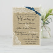 Invitation Antique Mariage campagnard de la marine en dentell (Debout devant)