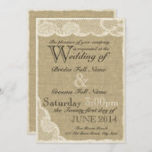 Invitation Antique Mariage campagnard en dentelle blanche (Devant / Derrière)