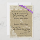 Invitation Antique Mariage campagnard en dentelle blanche (Devant)