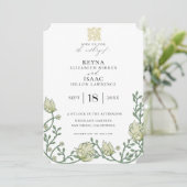 Invitation Antique Mariage ivoire anglais (Debout devant)