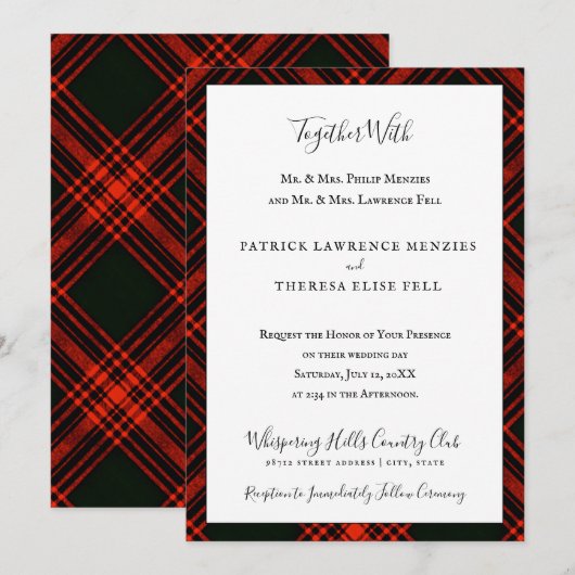 Invitation Antique Menzies Clan rouge Tartan Scottish Plaid (Devant / Derrière)