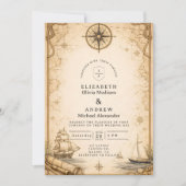 Invitation Antique Nautical Map Wedding (Devant)