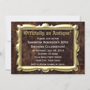 Invitation Antique officielle Funny 50e fête d'anniversaire