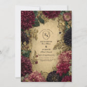 Invitation Antique or Baroque et Bourgogne Dahlia Romance (Devant)