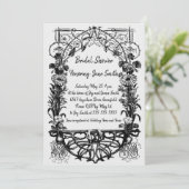 Invitation Antique Orné Rustique Monochrome Floral (Debout devant)
