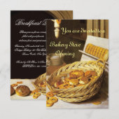 INVITATION ANTIQUE OVEN BAKERY PETIT DÉJEUNER PARTI RSVP (Devant / Derrière)