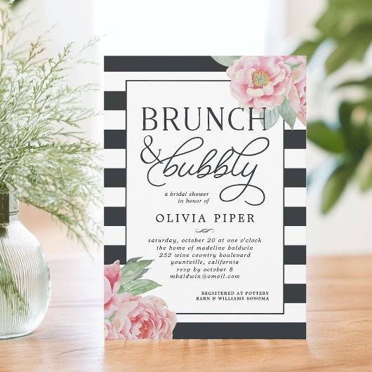 Invitation Antique Peony Brunch & Bubbly Fête des mariées Inv