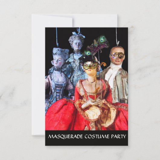 INVITATION ANTIQUE PUPPETS MASQUERADE COSTUME PARTI RSVP (Devant)