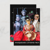 INVITATION ANTIQUE PUPPETS MASQUERADE COSTUME PARTI RSVP (Devant / Derrière)