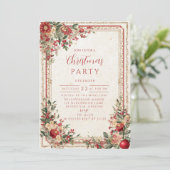 Invitation Antique Red Berry Baroque Christmas (Debout devant)
