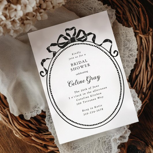 Invitation Antique Ribbon Bow Victorian Frame Fête des mariée