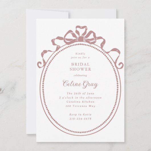 Invitation Antique Ribbon Bow Victorian Frame Fête des mariée (Devant)