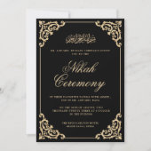 Invitation Antique Rococo Élégant Script Cérémonie de Nikah N (Devant)