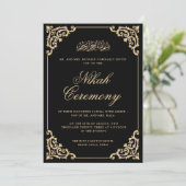 Invitation Antique Rococo Élégant Script Cérémonie de Nikah N (Debout devant)