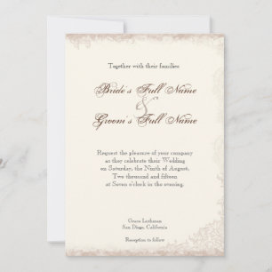 Invitation Antique Rose anglais Floral Swirl Mariage