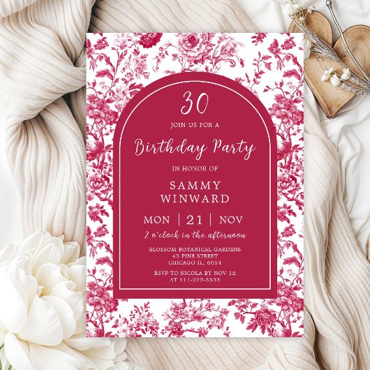 Invitation Antique rose Chinoiserie fête d'anniversaire