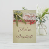 Invitation Antique Rose dentelle Rustique Rouge Victorien Bur (Debout devant)