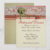 Invitation Antique Rose dentelle Rustique Rouge Victorien Bur (Devant / Derrière)