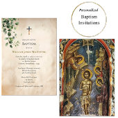 Invitation Antique Style Parchment Greenery Baptism