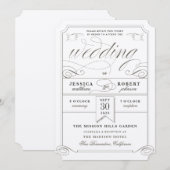 Invitation Antique Ticket Vintage Wedding (Devant / Derrière)
