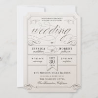 Antique Ticket Vintage Wedding