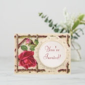 Invitation Antique victorienne vintage ancienne rose rustique (Debout devant)