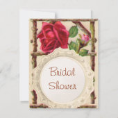 Invitation Antique victorienne vintage ancienne rose rustique (Dos)