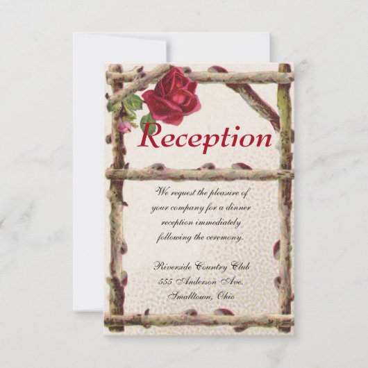 Invitation Antique victorienne vintage ancienne rose rustique (Devant)