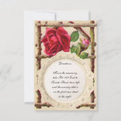 Invitation Antique victorienne vintage ancienne rose rustique (Dos)