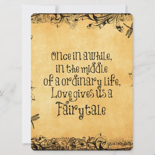 Invitation Antique vintage avec Mariage de devis d'amour (Devant)