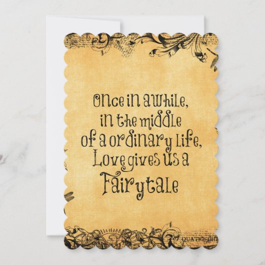 Invitation Antique vintage avec Mariage de devis d'amour (Devant)