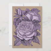 Invitation Antique violet rose vintage mariage floral (Dos)