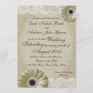 Invitation Antique White Daisy et Lace Mariage