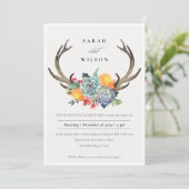 INVITATION ANTLER BOHEMIAN ALLURE FIANÇAILLES FLORAL SUCCULEN (Debout devant)