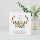 INVITATION ANTLER BOHEMIAN ALLURE MARIAGE FLORAL SUCCULENT (Debout devant)