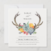 INVITATION ANTLER BOHEMIAN ALLURE MARIAGE FLORAL SUCCULENT (Devant)