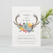 INVITATION ANTLER BOHEMIAN ALLURE MARIAGE FLORAL SUCCULENT (Debout devant)