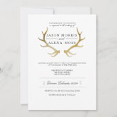 Invitation Antler en or rustique | Mariage élégant (Devant)