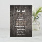Invitation Antlers de cerfs rustiques et Mariage de coeur scu (Debout devant)