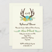 Invitation Antlers dîner de répétition mariage monogramme flo (Devant / Derrière)
