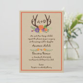 Invitation Antlers et fleurs monogramme kraft papier mariage (Debout devant)