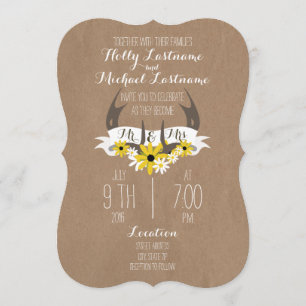 Invitation Antlers inspirés par le carton + Mariage Fleur sau