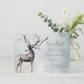 Invitation Antlers rustiques | Ethereal Woodland Baby Boy Dou (Debout devant)