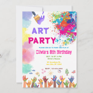 Invitation ANY AGE Art Party Paint Party Birthday